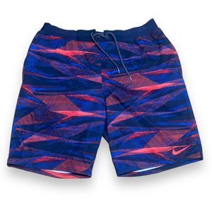 NIKE Men’s Shorts Swim Trunks Mens Large L Red Blue EUC!
